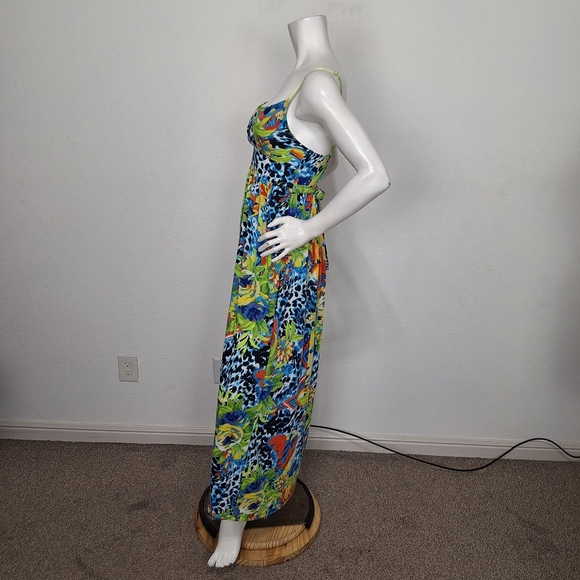 Derek Heart Multicolor Vibrant Floral Animal Print Tropical Maxi Dress Size M - Picture 9 of 13